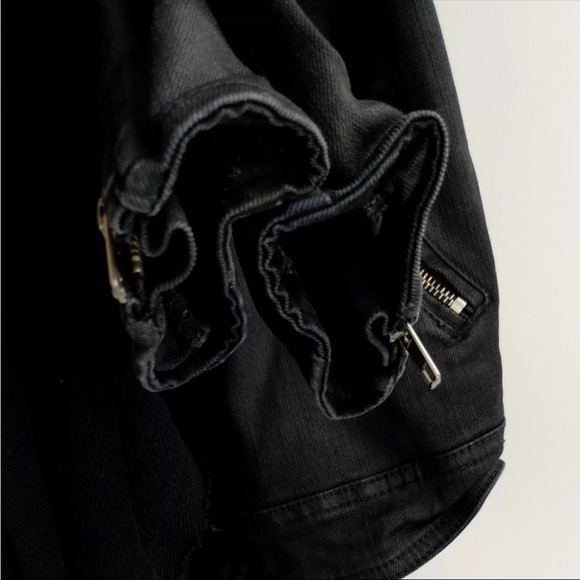 Free People Drape Front Coated Motorcycle Biker Jacket Black Women’s size 4 - Picture 11 of 16